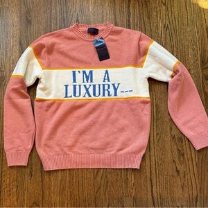 Gyles & George pink “I’m a Luxury” wool sweater men’s size medium